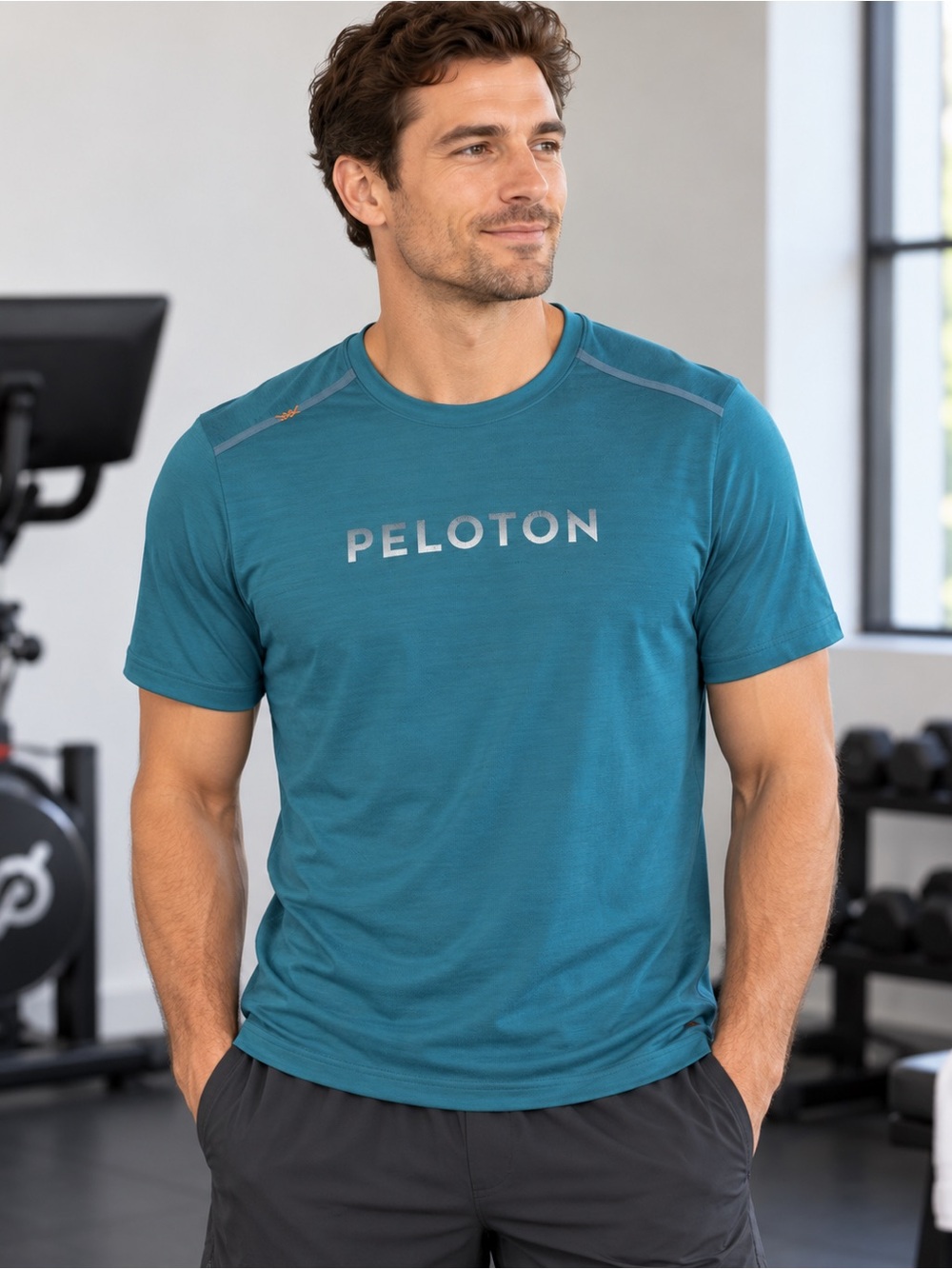Peloton Men's Teal Athletic Crew Tee Size L